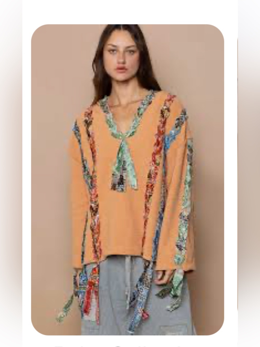 POL Boho Collective Artistic Colored Thread  Peace Sweater